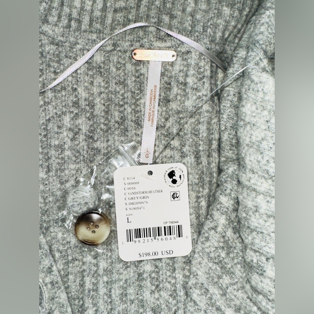 Free People Sandstorm Heather Grey Soft Button Emmy Long Cardigan Sweater - Picture 9 of 16